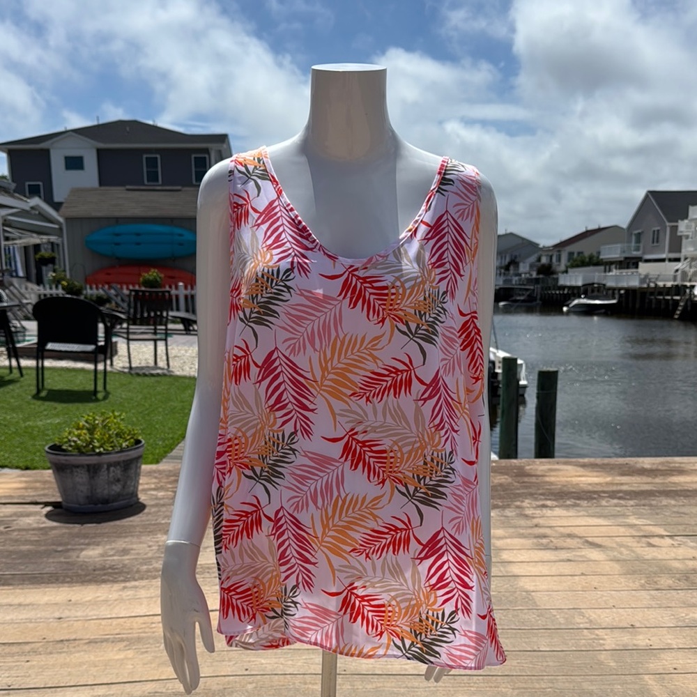 🟢💲2/10‼️LOFT Red and Orange Blouse Vibrant Summer Essential
